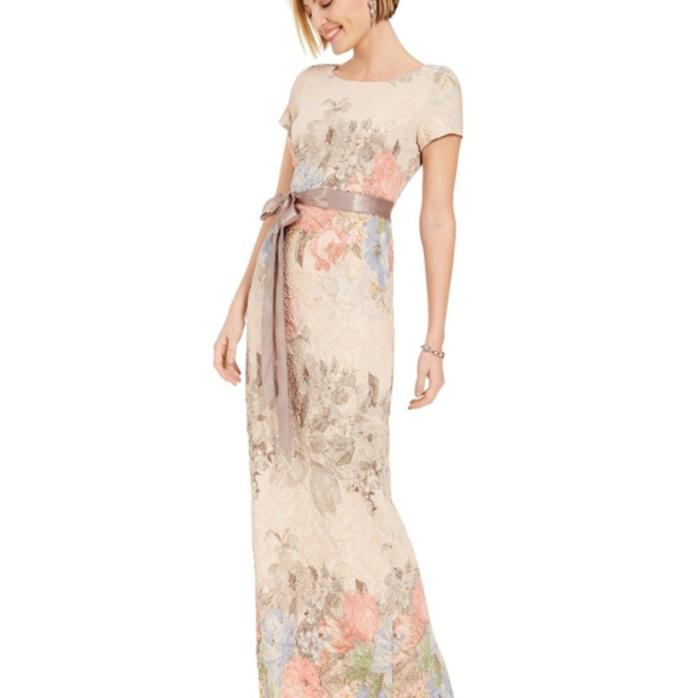 Adrianna Papell Floral-Print Column Gown